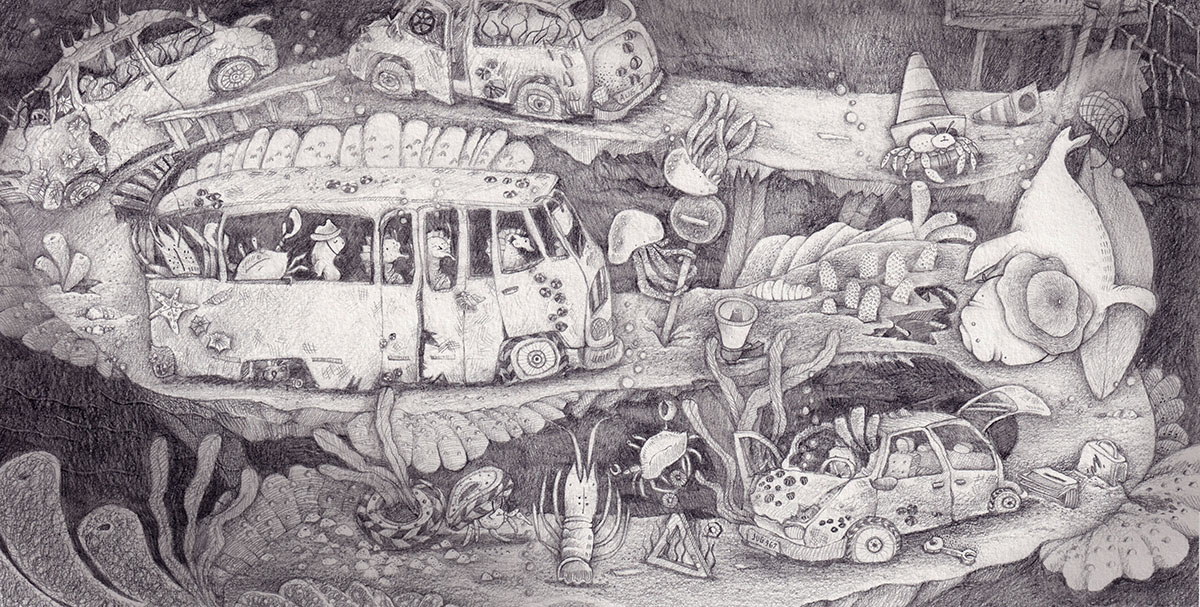 A bus, a car and everything once human made were now the homes of many deep sea dwellers.